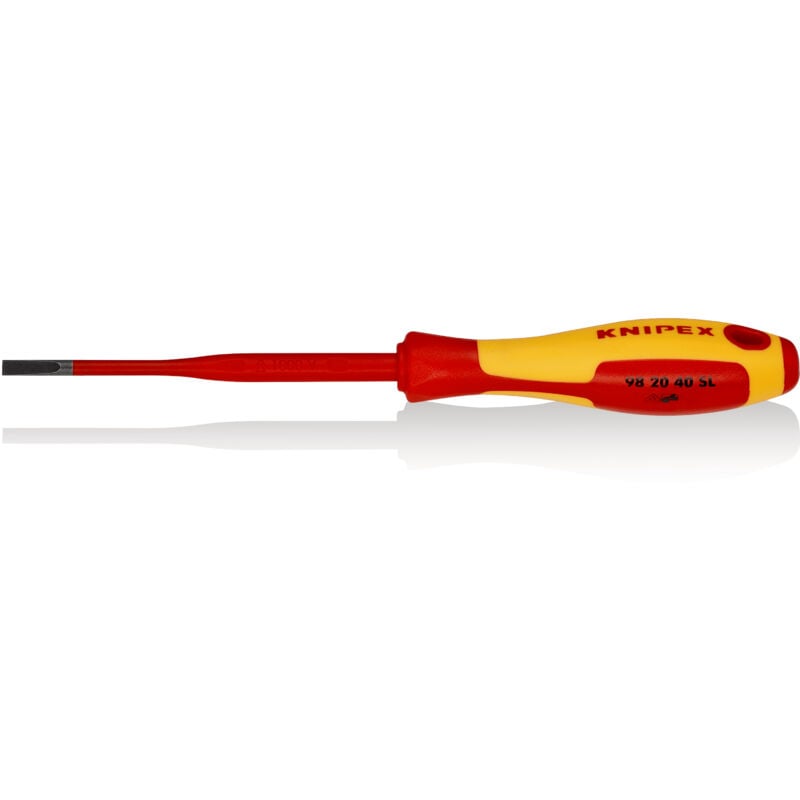 foto del prodotto 98 20 40 sl giraviti per elettricisti slim per viti con intaglio impugnatura isolante, in materiale bicomponente, collaudato vde brunita 202 mm