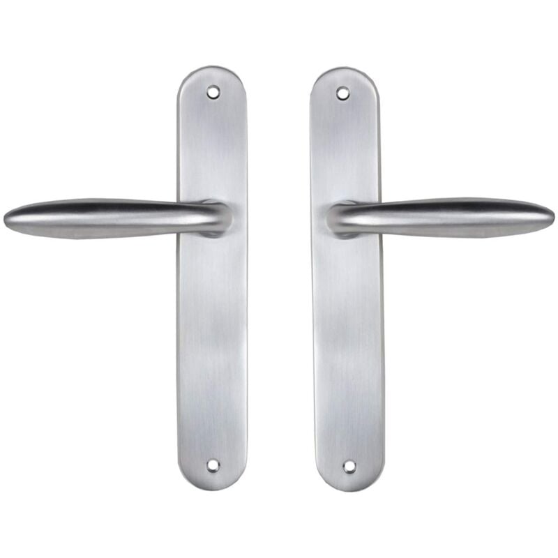 foto del prodotto 984052 984052-set di maniglie zamak su piastra per porta interna senza chiave becco di cane , argento - bricard