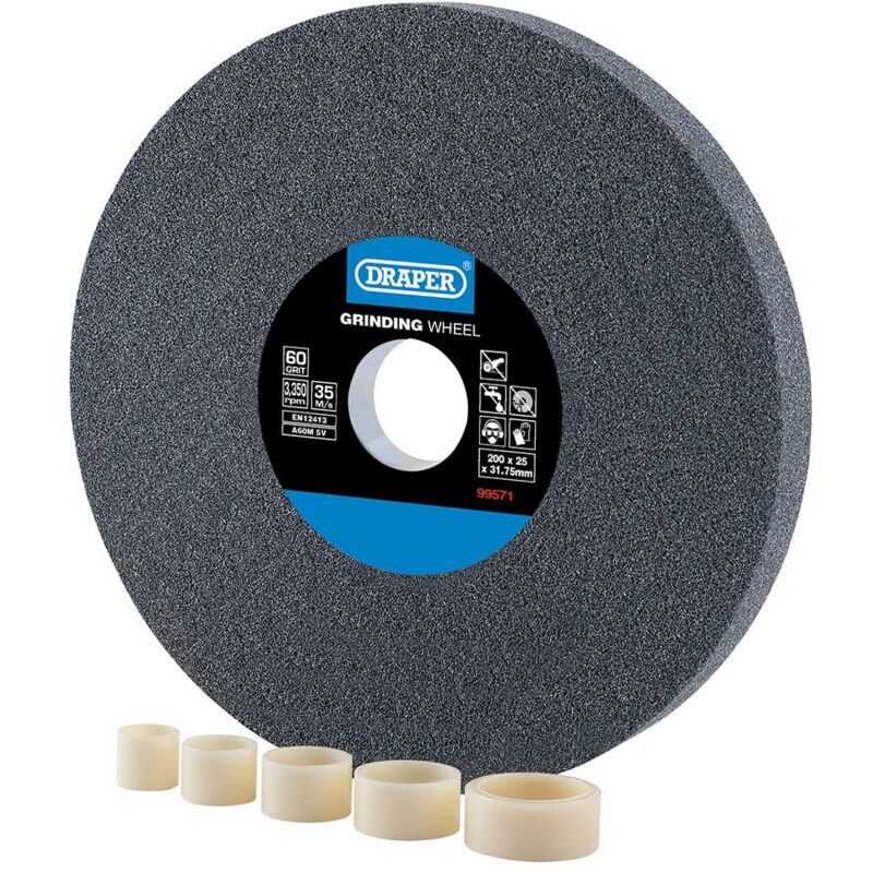 foto del prodotto 99571 mola da banco in ossido di alluminio, 60 g, 200 x 25 mm draper