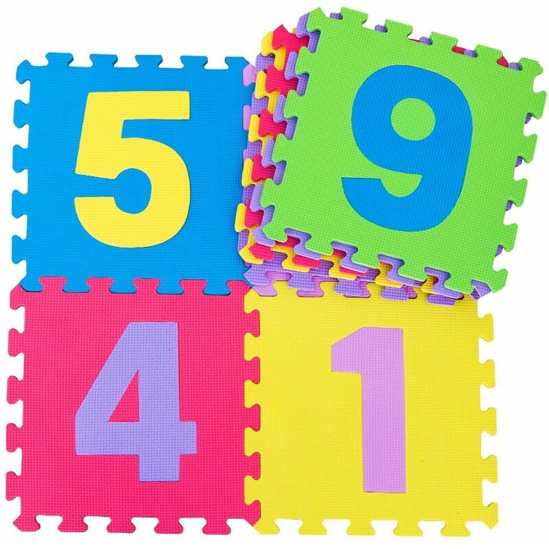 foto del prodotto 9pz tappeto tappetino piastrella puzzle numeri 32x32x1 per bambini gioco da interno