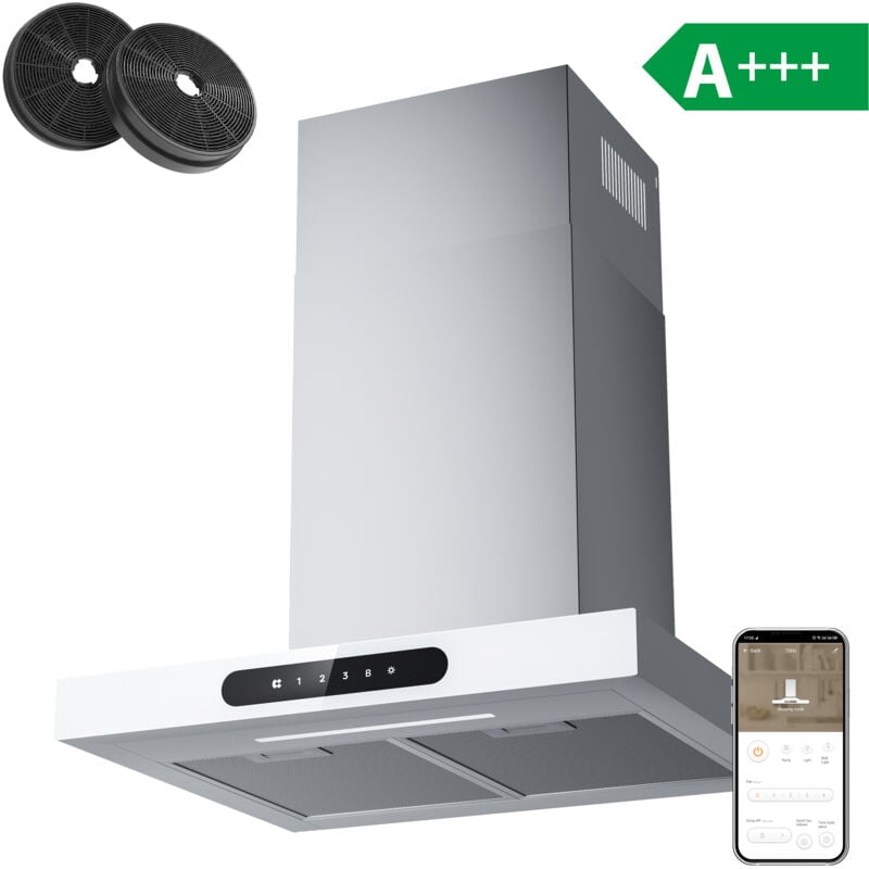foto del prodotto a cappa aspirante 60cm 650m3 h wi fi app controllo touch booster bianco cd6102w ciarra