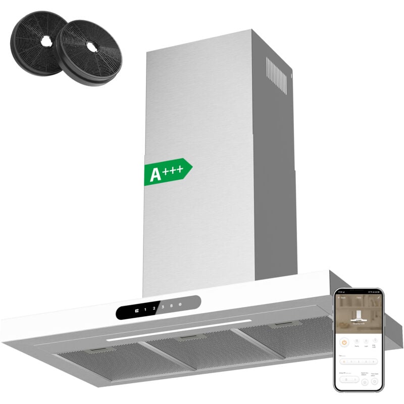 foto del prodotto a cappa aspirante 90cm 650m3 h wi fi app controllo touch booster bianco cd9102w ciarra