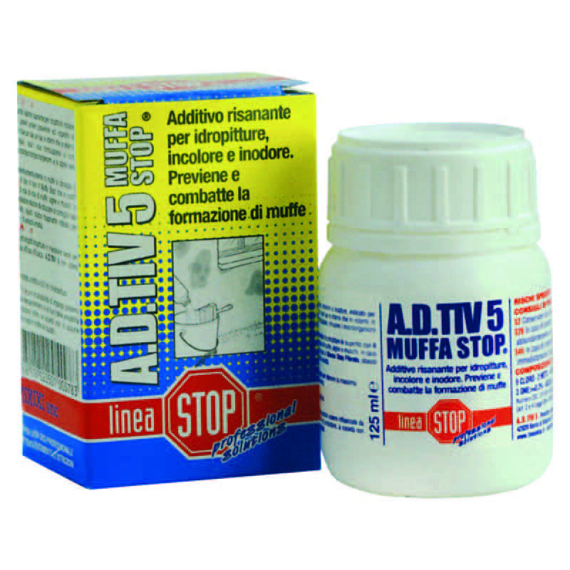 foto del prodotto a.d.tiv 5 muffa stop ml.125 flacone diluire in lt.5 7 idropittura