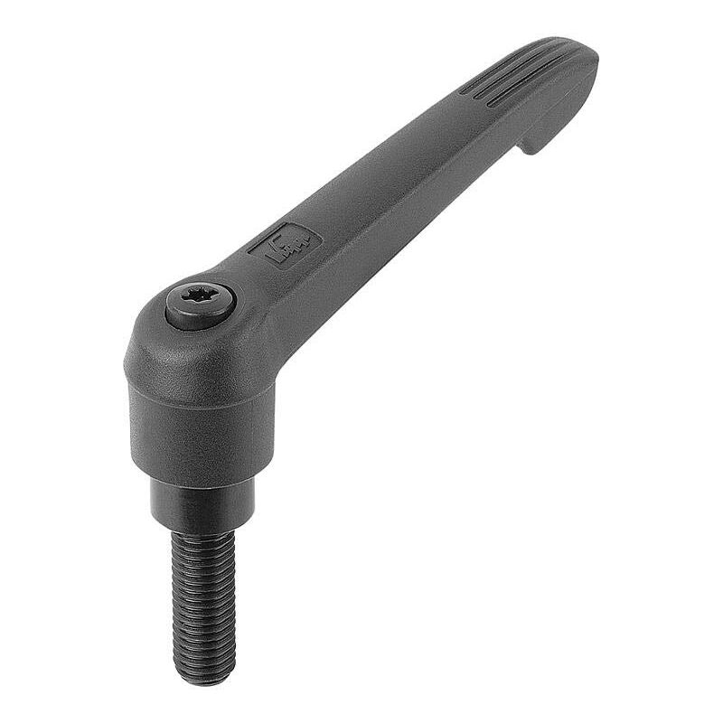 foto del prodotto a levetta di bloccaggio leva plastica, filettatura maschio gr. 2 m8 x 50 grigio scuro componente in acciaio, 1 pezzi, k0269.2081 x 50