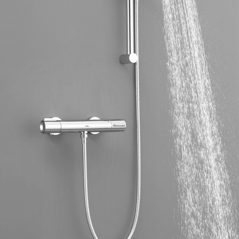 foto del prodotto a miscelatore doccia termostatico a parete, miscelatore termostatico per vasca da bagno in ottone, miscelatore antiscottatura, bobina termostatico