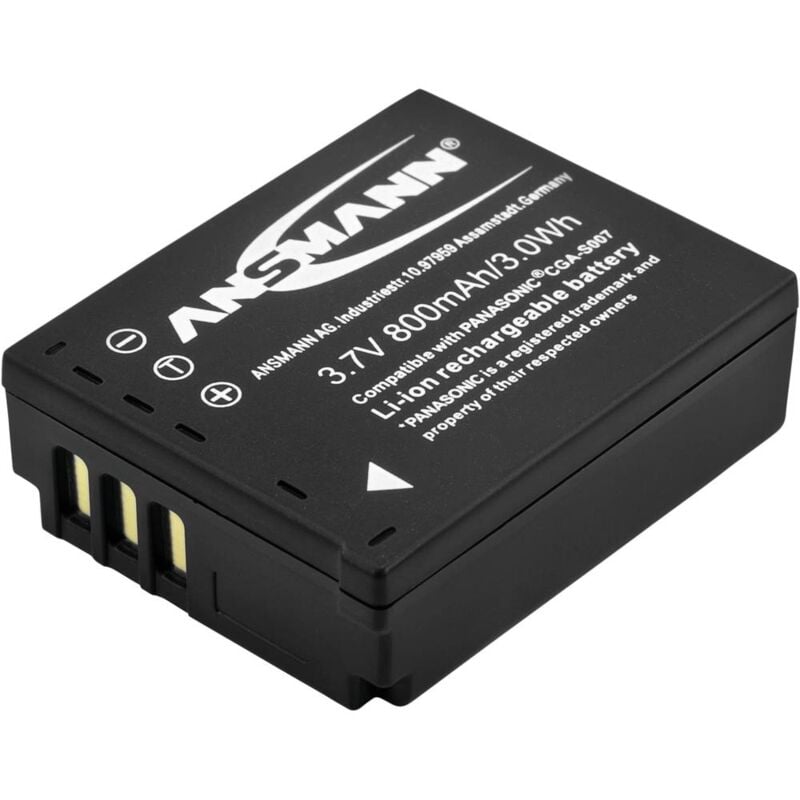 foto del prodotto a pan cga s007 batteria per fotocamera li ion 800 mah per panasonic lumix dmc tz11, tz15, tz3eg ta, tz4egm s, tz4e k, tz4e s, tz4p s, tz5e s