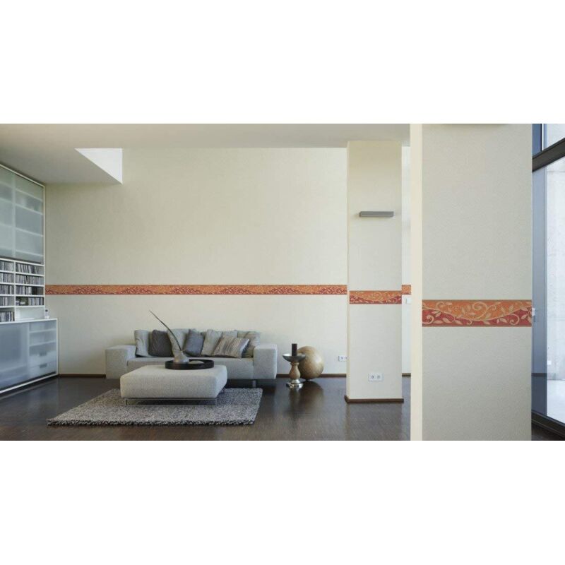 foto del prodotto a.s. cr ation bordo di carta con meravigliosi fiori in arancione, rosso e beige, 5,00 m x 0,13 m per rotolo
