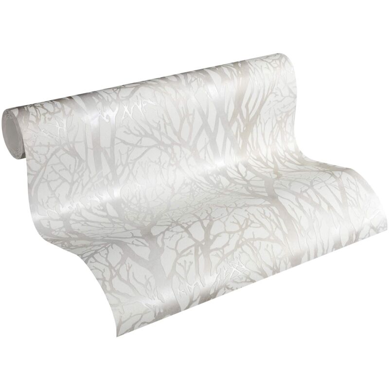 foto del prodotto a.s. cr ation carta da parati foresta new life carta da parati tessuto non tessuto 10.05 m x 0.53 m bianco argento prodotto in germania 300941 30094 1