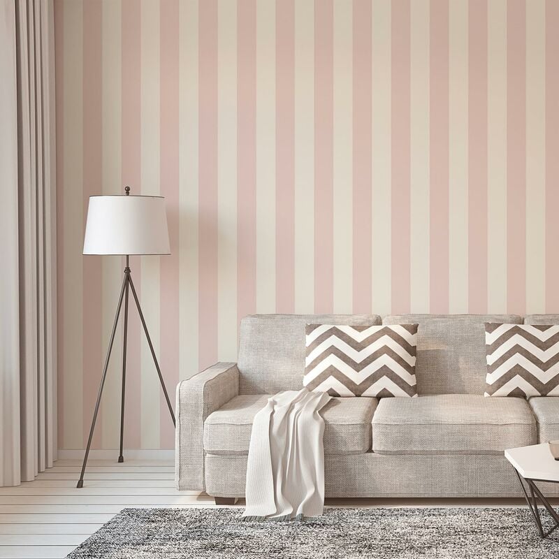 foto del prodotto a.s.creations a.s. cr ation 381013 38101 3 carta da parati a righe in tessuto non tessuto, 10,05 m x 0,53 m, colore rosa e bianco