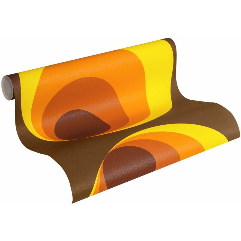 foto del prodotto a.s.creations a.s. cr ation 701312 carta da parati in tnt, design retr anni 70, colore marrone giallo arancione