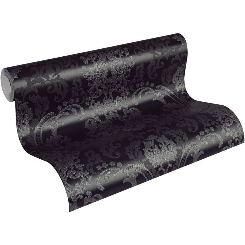 foto del prodotto a.s.creations a.s. cr ation carta da parati barocca in tessuto non tessuto bianco e nero con glitter, 10,05 m x 0,53 m, nero 361663