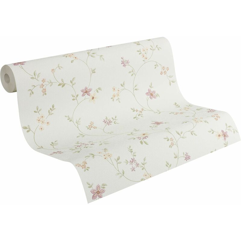 foto del prodotto a.s.creations a.s. cr ation carta da parati in tessuto non tessuto carta parati floreale in multicolore, verde e crema carta parati per diverse