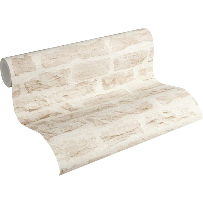 foto del prodotto a.s.creations a.s. cr ation carta da parati mattoni elements carta da parati tessuto non tessuto 10.05 m x 0.53 m beige crema prodotto in germania