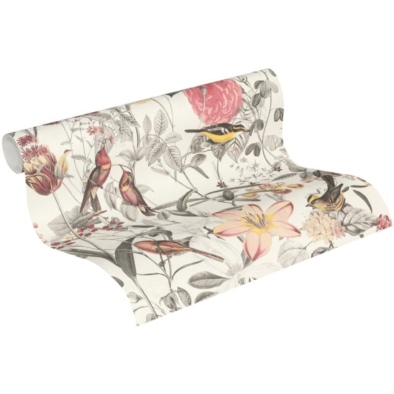 foto del prodotto a.s.creations carta da parati floreale exotic life carta da parati tessuto non tessuto 10.05 m x 0.53 m rosso giallo grigio prodotto in germania da