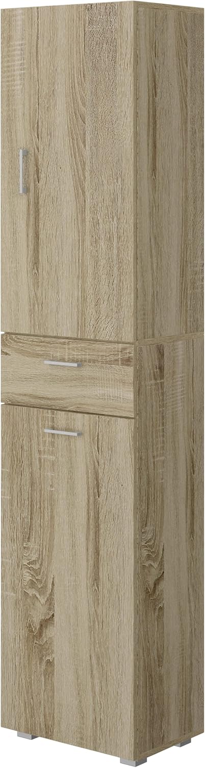 foto del prodotto a1505108 armadio 1 anta cassetti porta biancheria rovere