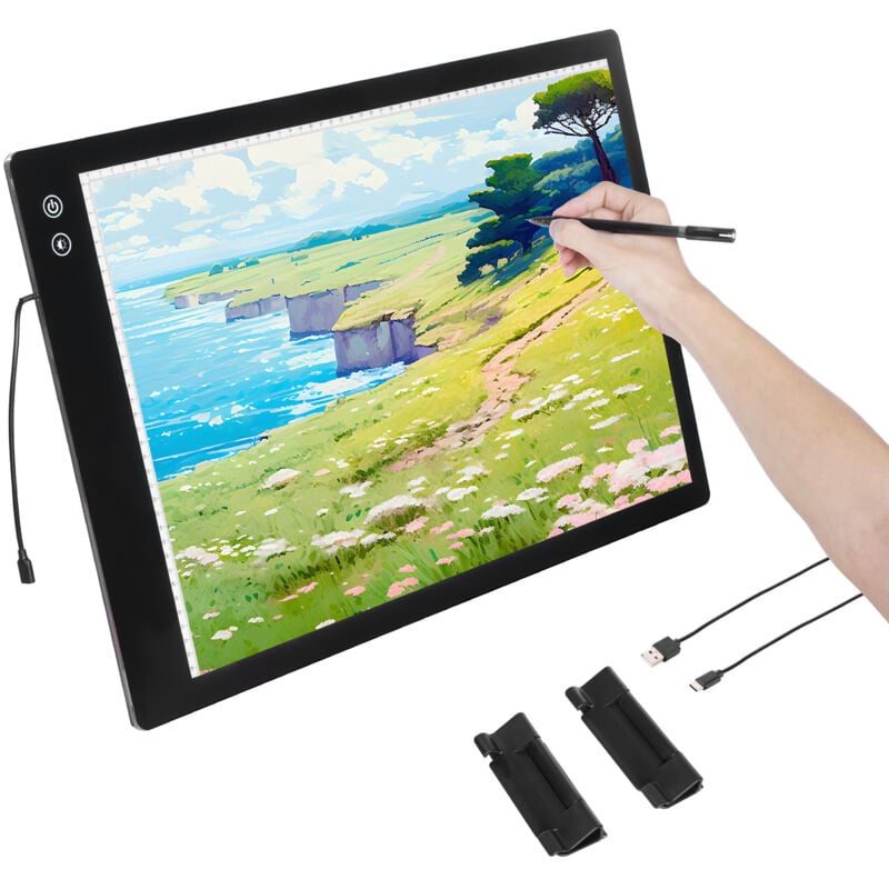 foto del prodotto a2 led pannello luminoso, ricaricabile, dimmerabile a 6 livelli, portatile per artisti nero mophorn
