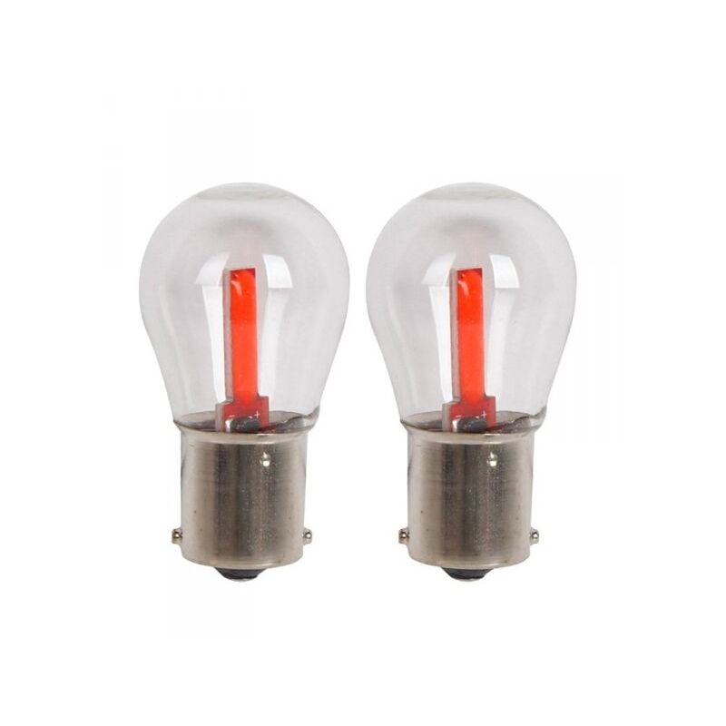 foto del prodotto a2zworld 2 pezzi lampada led ba15s p21w 2 cob 12v 24v 300lm 1.7w luce rossa piedi dritti