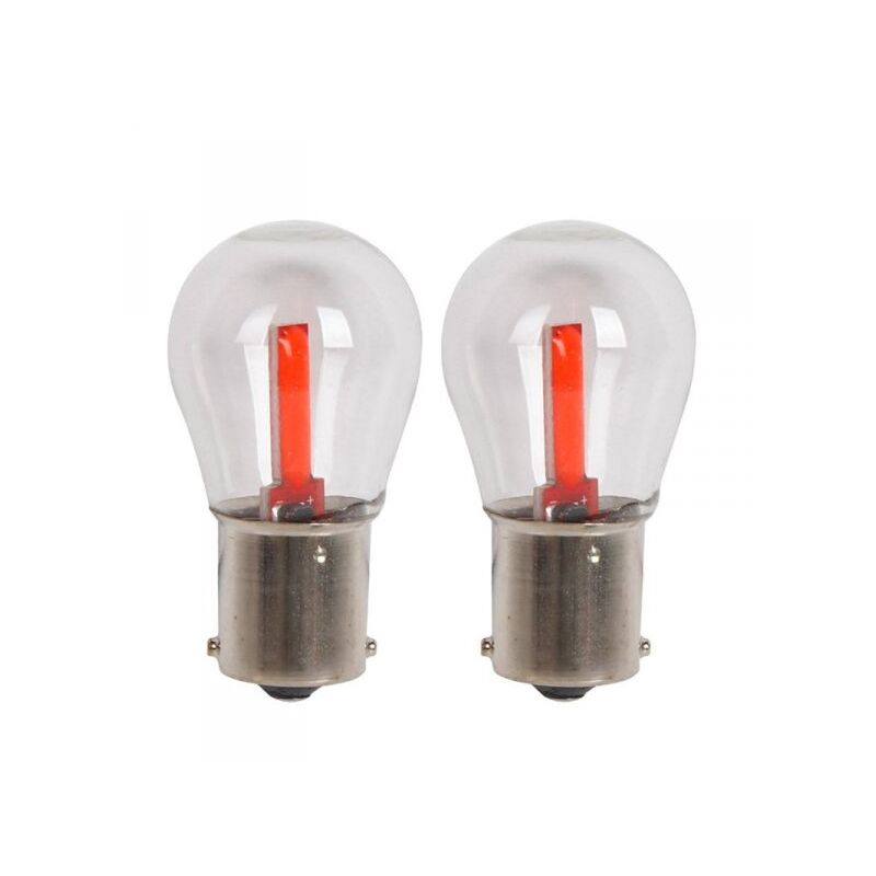 foto del prodotto a2zworld 2 pezzi lampada led ba15s s25 p21w 2 cob 12v 24v 300lm 1.7w luce rossa piedi dritti h50mm
