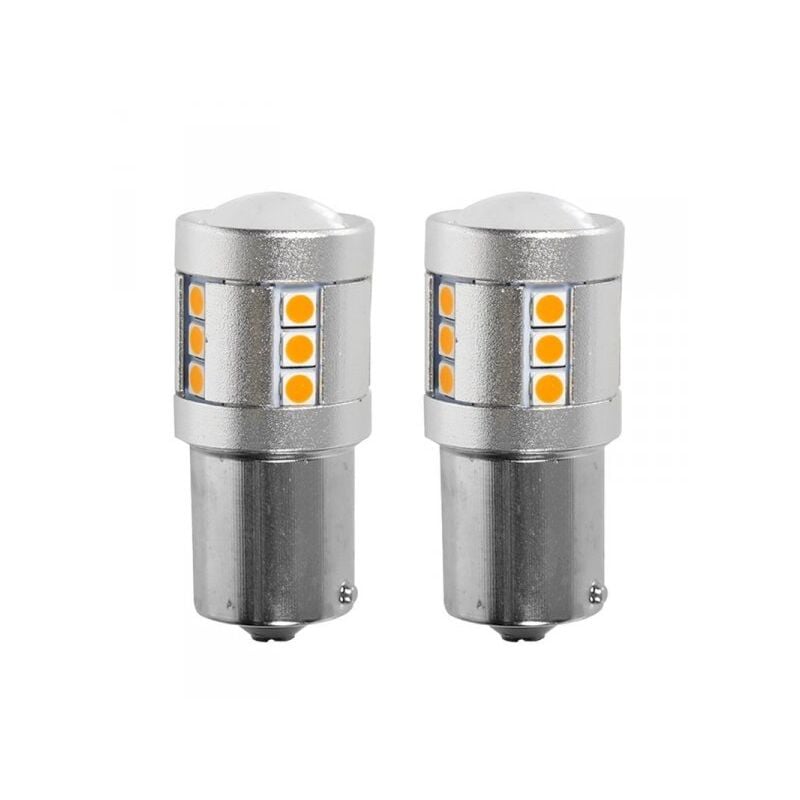 foto del prodotto a2zworld 2 pezzi lampada led bau15s py21w 21 smd 3030 12v 24v 300lm 3.5w giallo ambra
