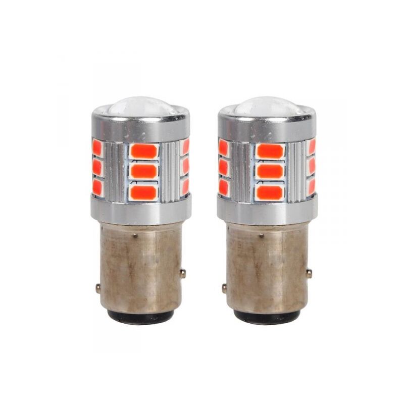 foto del prodotto a2zworld - 2 pezzi lampada led bay15d s25 p21/5w 18 smd 3030 12v 24v 300lm 1w/2.5w doppio filamento rosso piedi sfalsati 45mm