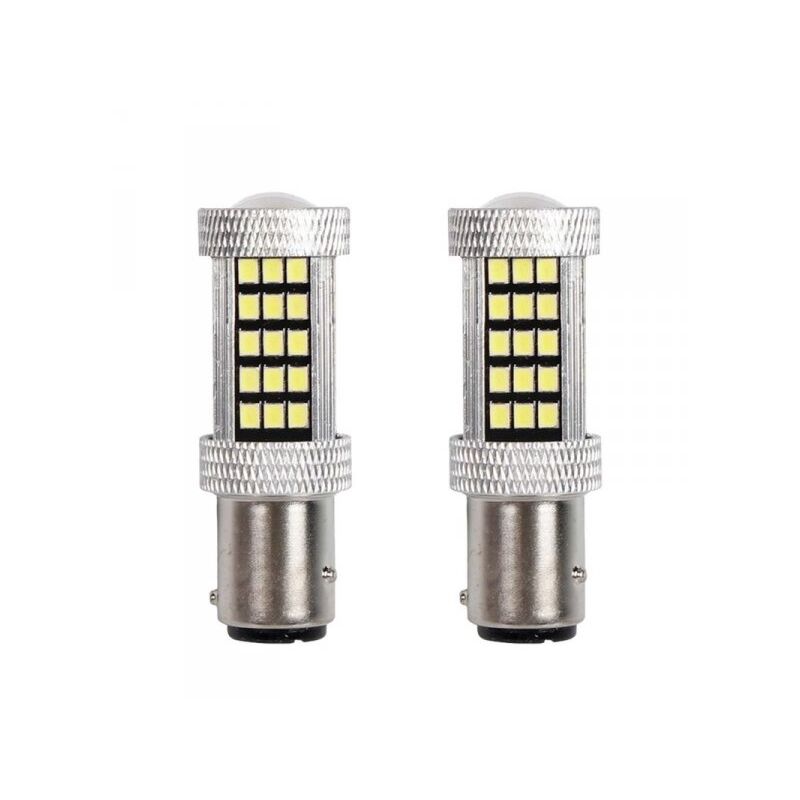 foto del prodotto a2zworld 2 pezzi lampada led baz15d s25 p21 5w 66 smd 2835 12v 24v 300lm 4w 1.5w doppio filamento bianco piedi sfalsati 55mm 360 