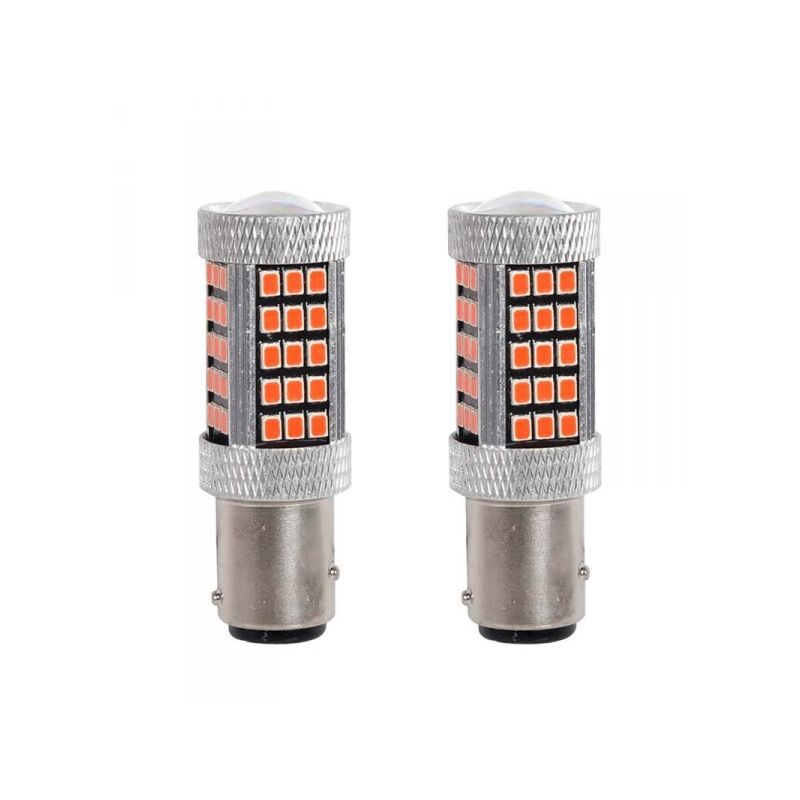 foto del prodotto a2zworld - 2 pezzi lampada led baz15d s25 p21/5w 66 smd 2835 12v 24v 300lm 4w/1.5w doppio filamento rosso piedi sfalsati 55mm 360°