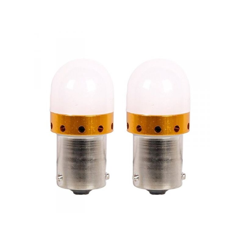foto del prodotto a2zworld 2 pezzi lampade led bau15s s25 py21w 9 smd 3030 12v 24v 300lm 3.5w gialla ambra piedi storti h41mm 360 