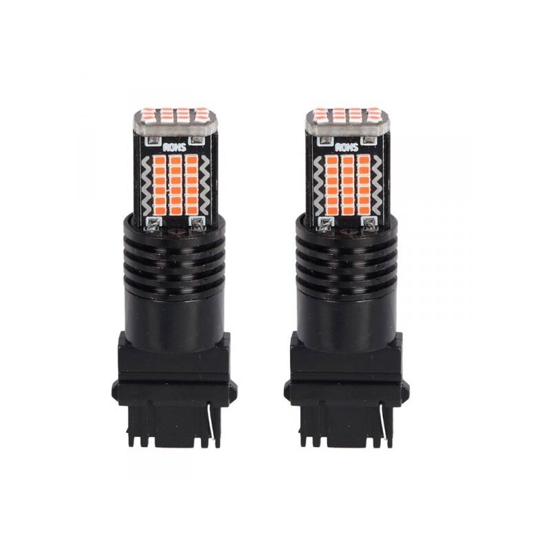 foto del prodotto a2zworld 2 pezzi led 3157 t25 p27 w 54mm lampade auto camion 12v 24v canbus 48 smd 2016 300lm 3.5w mono filamento giallo ambra