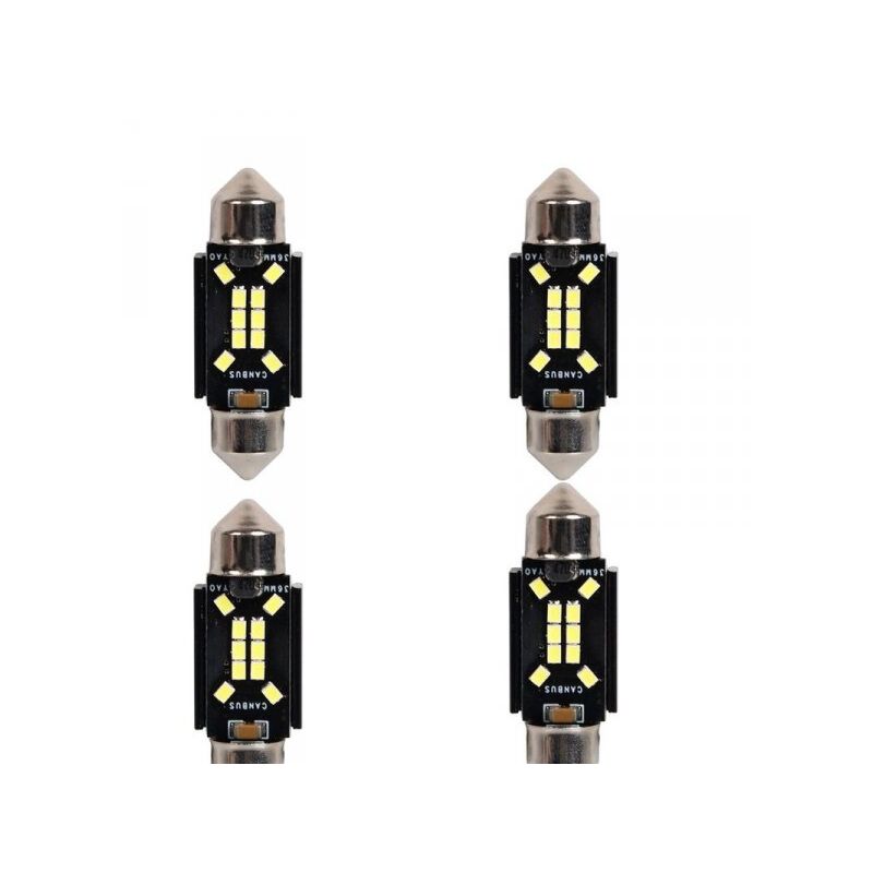 foto del prodotto a2zworld 4 pezzi lampada led siluro 36mm canbus t11 sv8.5 c5w c10w 10 smd 2016 12v 24v 2.5w 380lm bianco 6500k per auto e camion