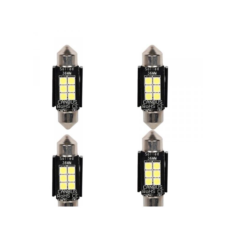foto del prodotto a2zworld 4 pezzi lampada led siluro 36mm canbus t11 sv8.5 c5w c10w 6 smd 3030 12v 24v 2.5w 300lm bianco 6500k per auto e camion