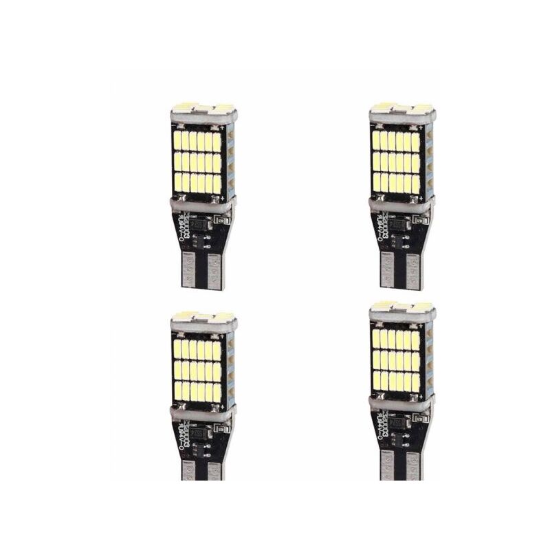 foto del prodotto a2zworld 4 pezzi lampada led t15 w16w 45 smd 4014 12v 24v 300lm 3w bianco 6500k attacco dritto 40mm per auto e camion