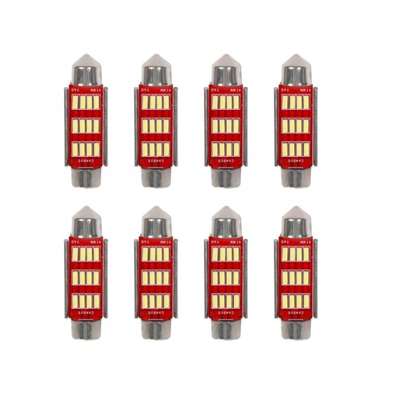 foto del prodotto a2zworld 8 pezzi lampada led siluro 41mm canbus t11 sv8.5 c5w c10w 12 smd 4014 12v 1.8w 180lm bianco freddo 6500k