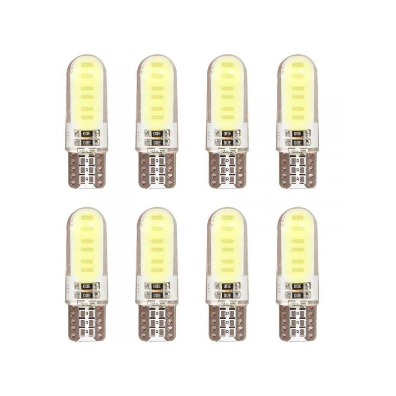 foto del prodotto a2zworld 8 pezzi lampada led t10 w5w 10 cob 12v 0.8w 40lm bianco freddo 6500k 32mm