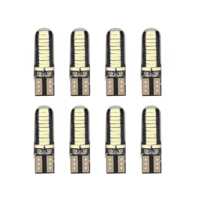 foto del prodotto a2zworld 8 pezzi lampada led t10 w5w 24 smd 4014 12v 1.2w 40lm bianco freddo 6500k 34mm