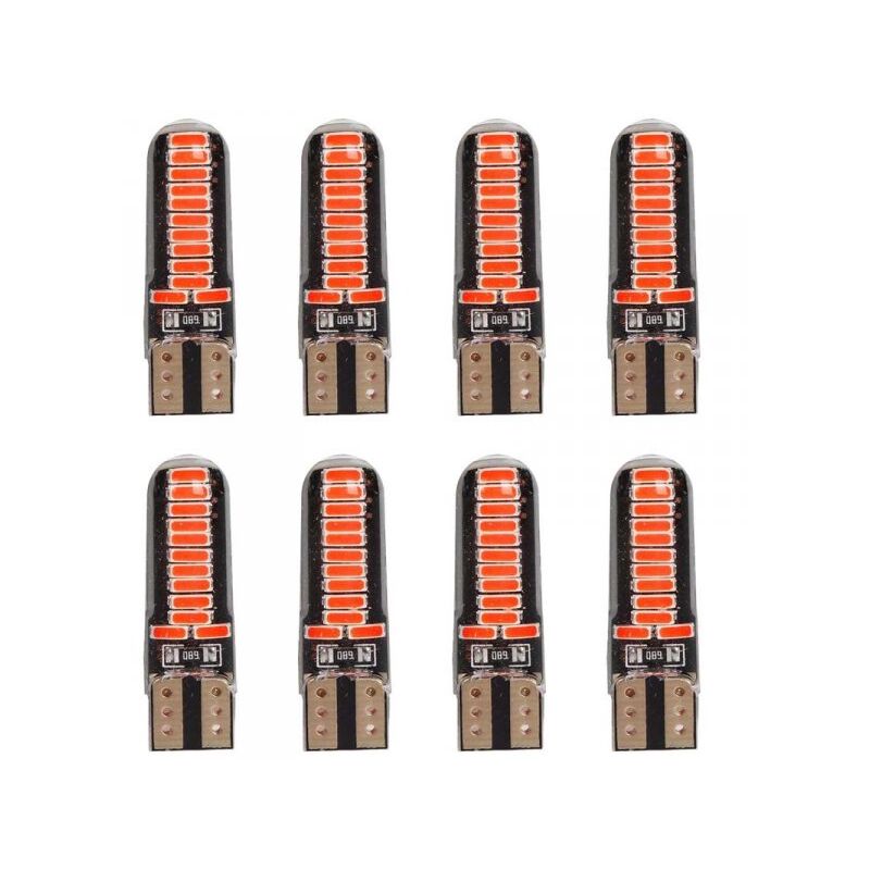 foto del prodotto a2zworld 8 pezzi lampada led t10 w5w 24 smd 4014 12v 1.2w 40lm luce colore rosso 34mm