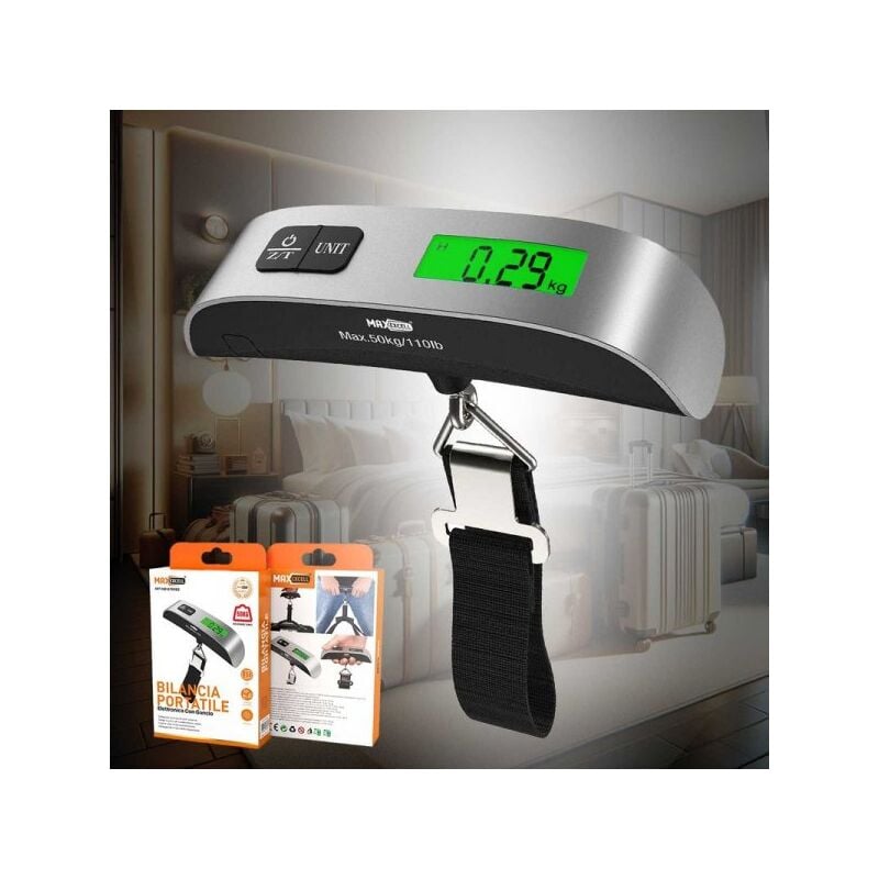 foto del prodotto a2zworld bilancia digitale portatile multiuso da valigia viaggio casa giardino massima portata 50kg modello con cinghia