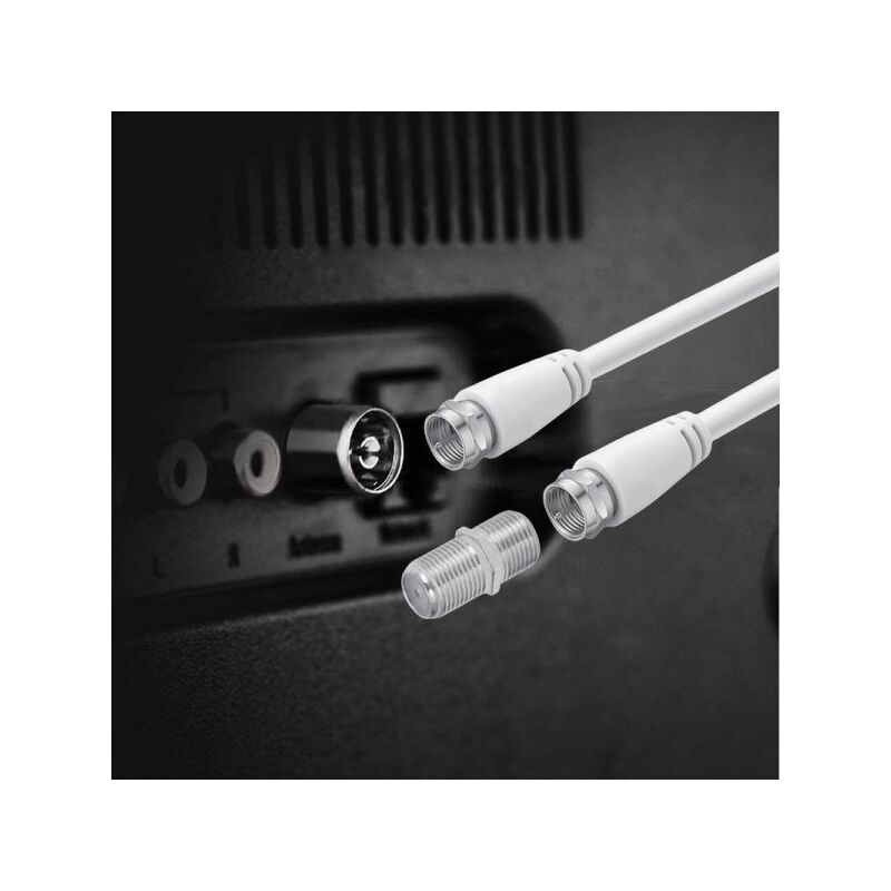 foto del prodotto a2zworld - cavo sat coassiale connettore f su f con adattatore femmina-femmina incluso cavo antenna tv da 5m