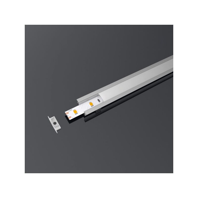 foto del prodotto a2zworld kit profilo alluminio completo da 2 metri per striscia led, da incasso, dimensione 24.77mm, larghezza interna 12.4mm, 133g m, 2 metri