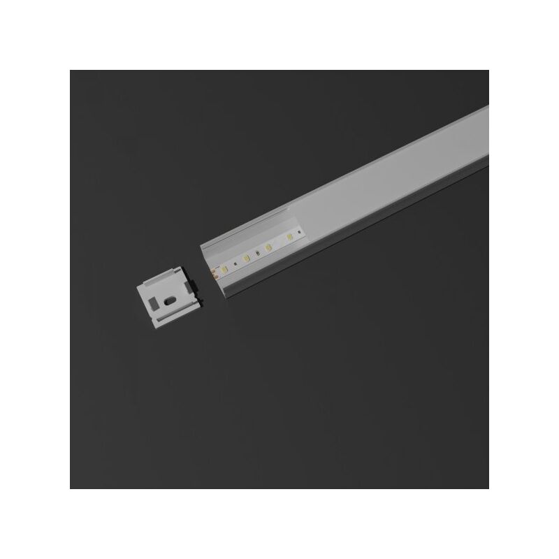 foto del prodotto a2zworld kit profilo alluminio completo da 2 metri per striscia led, larga alta, dimensione 2020mm, larghezza interna 16mm, 211g m, copertura opale,