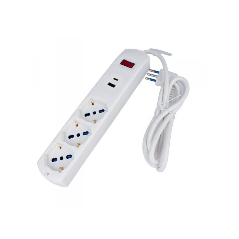 foto del prodotto a2zworld multipresa 7 in 1, usb a c 3 prese per bipasso 2 schuko eu 1.5m