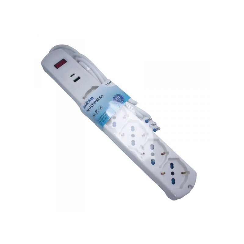 foto del prodotto a2zworld multipresa 7 in 1, usb a c 5 prese per bipasso schuko eu 1.5m