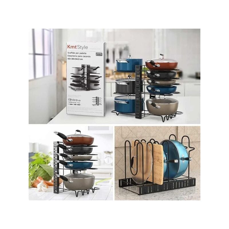foto del prodotto a2zworld porta coperchi padelle e pentole padelle organizzatore pentole per cucina per la dispensa e piatti p20xh54.5xl42cm nero