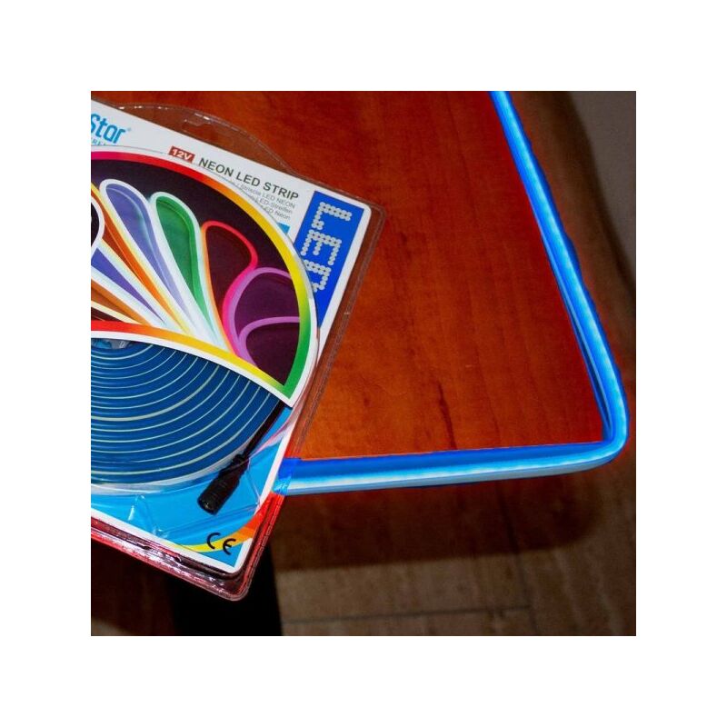 foto del prodotto a2zworld striscia led neon 5m 8.5w m 12v 120led modellabile e tagliabile ip65 impermeabile blue light angolazione luce 120