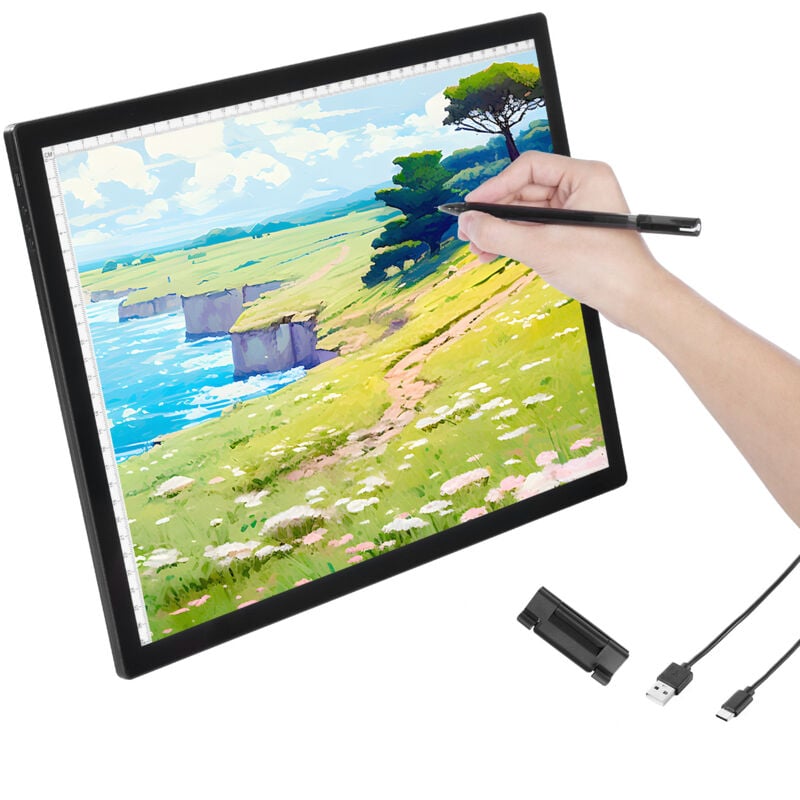 foto del prodotto a3 pannello luminoso, ricaricabile, dimmerabile a 6 livelli, portatile per artisti nero mophorn