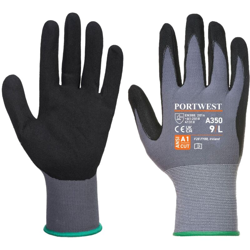 foto del prodotto a350bkrs guanto dermiflex, nero grigio, small portwest