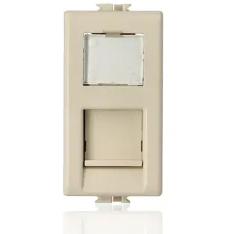 foto del prodotto a5979c5e connettore rj45 categoria 5 e, completi di targhetta identificativa e portello antipolvere avorio matix bticino