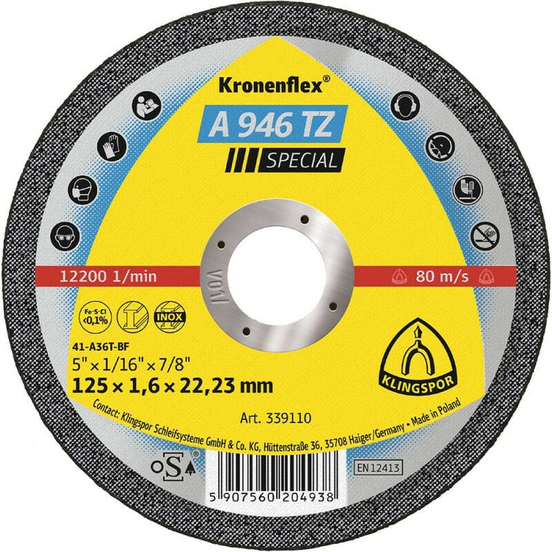 foto del prodotto a946tz cup disc 115x1,6 mm a destra 25 pezzi. nella scatola di plastica klingspor
