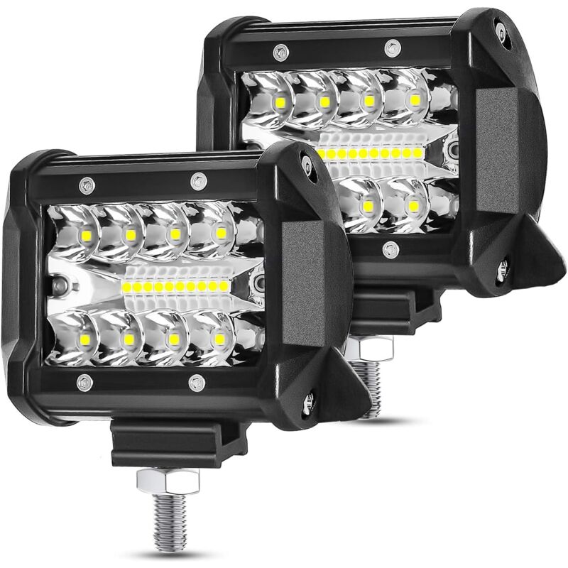 foto del prodotto aaiwa 4 pollici 120w 12000lm led light bar combo offroad light tripla fila led luce di lavoro per pick up atv utv suv barche, 2 pezzi