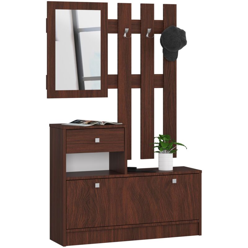 foto del prodotto abamihome scarpiera con appendiabiti akord weng 90 cm 1 anta 1 cassetto 90x25x170 cm