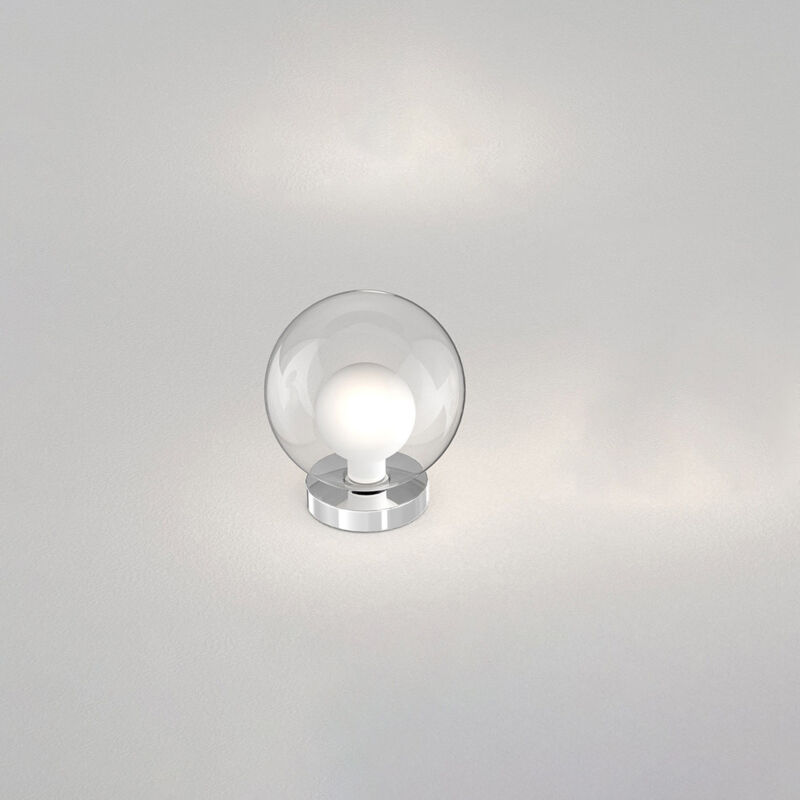 foto del prodotto abatjour contemporaneo inside metallo cromo vetro bianco 1 luce g9